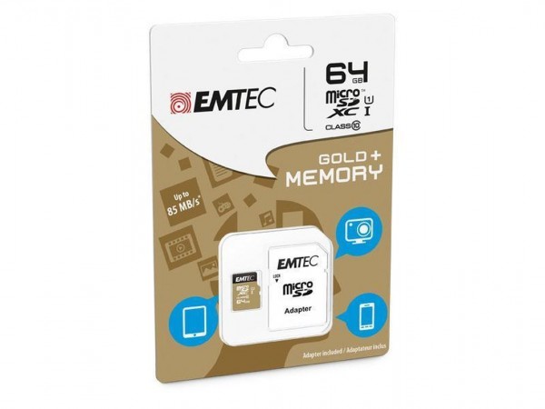 Flash SecureDigitalCard (SD) 64GB *EMTEC* microSDHC Class10 UHS-I 85mb/s