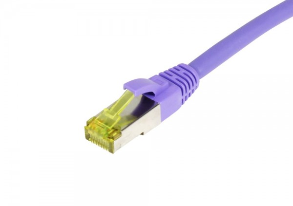 Patchkabel RJ45, CAT6A 500Mhz, 0.15m, lila, S-STP(S/FTP), TPE/LSZH(Ultraflex), AWG26, mit CAT7 Rohkabel, Synergy 21