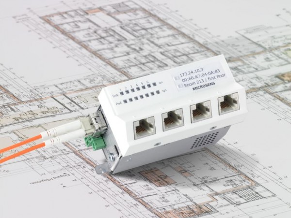 Microsens Gigabit Ethernet ruggedized Micro-Switch, 4x10/100/1000T with 2x SFP-Uplink, MS440207PMXH-48G6