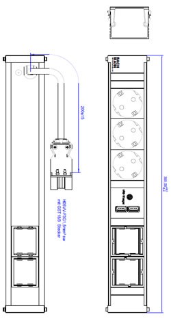 Bachmann CONI Steckdosenleiste 3xSchutzkontaktdosen, 1xUSB Charger 2xCustom Modulaufnahme
