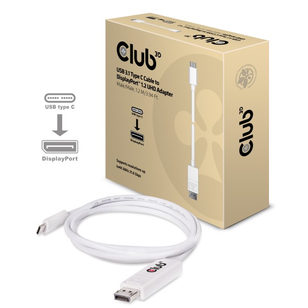 Kabel USB, C(St) =&gt; DisplayPort 1.2 UHD, 1.2m, USB3.1, *Club3D*