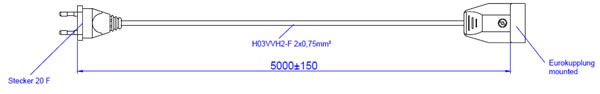 Bachmann Kabel, Verlängerung, Dose(Euro)-&gt;Stecker(Euro 20F), 5m, H03VVH2-F 2x0,75