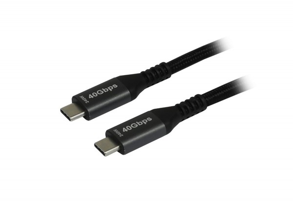 Kabel USB, C(St) =&gt; C(St), 1.5m, USB4.0, schwarz(Textil), 40G/5A, 240W, Gen 3x2, E-Marker Chip, Synergy 21,