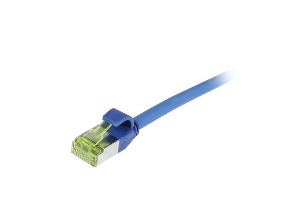 Patchkabel RJ45, CAT6A 500Mhz, 7.5m, blau, S-STP(S/FTP), slimline rund d=4,5mm, TPE/LSZH(Superflex), AWG28, mit CAT7 Rohkabel, Synergy 21