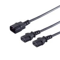 Netzkabel 230V Kaltgeräte IEC-C13(Buchse) 2x/Kaltgeräte IEC-C14(Stecker), 1,8m, Y-Netzanschlusskabel Netzkabel 230V Kaltgeräte IEC-C13(Buchse) 2x/Kaltgeräte IEC-C14(Stecker), 1,8m, Y-Netzanschlusskabel