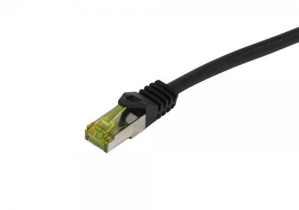 Patchkabel RJ45, CAT6A 500Mhz, 0.25m, schwarz, S-STP(S/FTP), TPE/LSZH Indoor/outdoor (UV/Water/oil/-resistant), AWG26, mit CAT7 Rohkabel, Synergy 21