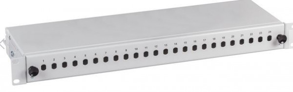 LWL-Patchpanel für 24xST-Buchsen, 19"/1HE, Einbau, ohne ST/FC-Kupplungen, nicht ausziehbar,