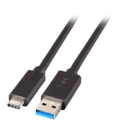 Kabel USB, C(St) =&gt; A(St), 0.5m, USB3.2, schwarz, 5G/3A, Gen.1,