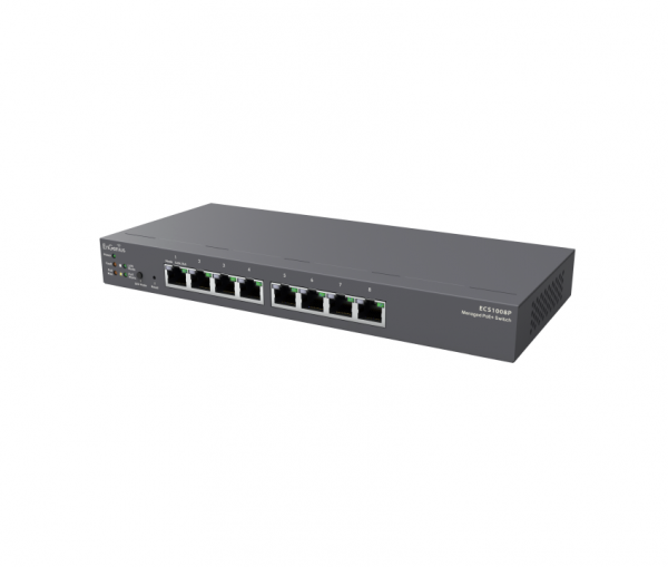 EnGenius Switch full managed Layer2+ 8 Port • 8x 1 GbE • PoE Budget 55W • 8x PoE af • Desktop Switch • Lüfterlos • ECS1008P • EnGenius Cloud