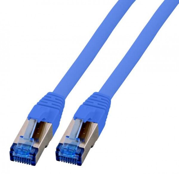 Patchkabel RJ45, CAT6A 500Mhz, 5m, blau, S-STP(S/FTP), TPE(Superflex), mit Cat.7 Rohkabel,