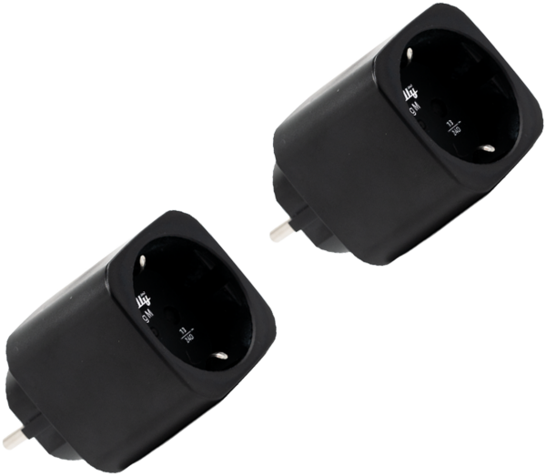 Shelly · Plug &amp; Play "Plug M Gen3 Black" · 2er Set · Smarter Zwischenstecker · 13A · Messfunktion · WLAN · BT · schwarz