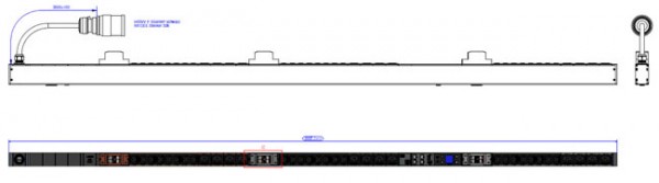 Bachmann PDU, Steckdosen, 24xDosen(C13)+12xC19 + 6xLS -&gt; Zuleitung 3m, 32A, mit Stecker CEE 3P 32A rot, BN3000