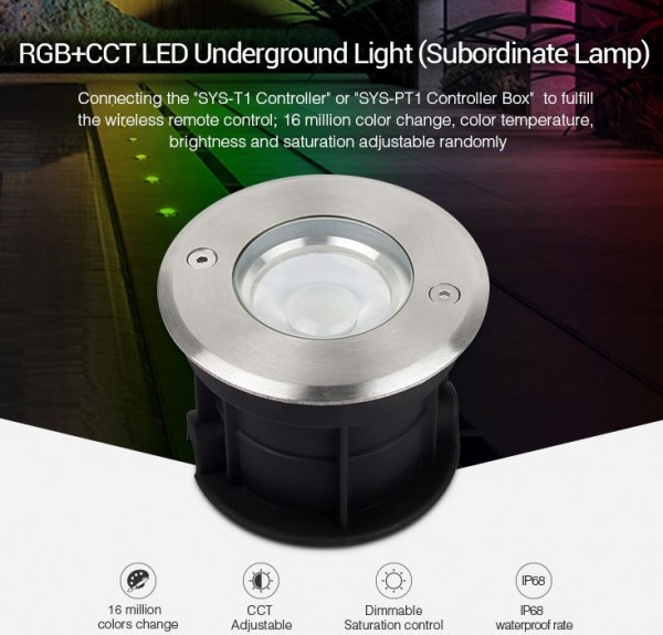 Synergy 21 LED subordinate Recessed floor spotlights 5W RGB+CCT with RF and WLAN *Milight/Miboxer*vv