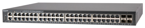 CommScope RUCKUS ICX8200-48P Switch, 48x10/100/1000 Mbps PoE+ ports, 4x25 GbE SFP28 stacking/uplink-ports, 370 W PoE budget
