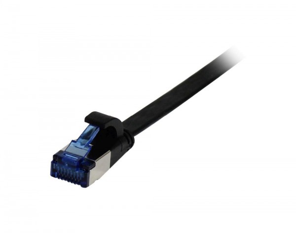Patchkabel RJ45, CAT6A 500Mhz, 15m, schwarz, U/FTP, flach, TPE(Superflex), AWG32, Synergy 21