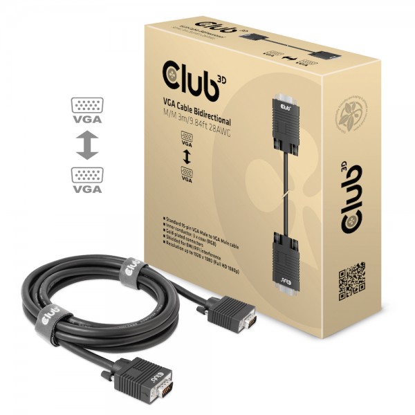 Kabel Video VGA ST/ST 3,0m AWG28 *Club3D*