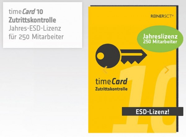 REINER SCT timeCard 10 Zutrittskontrolle Jahreslizenz 250 Mitarbeiter - ESD