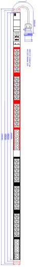 ALLNET 19&quot;zbh. Steckdosenleiste,36xKaltgeräte(C13)+6xC19-&gt;Stecker(CEE 32A), 2xLeitungsschutzschalter C16A, Bachmann