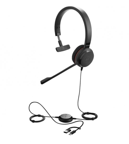 Jabra Evolve 30 II Mono MS, USB C/A Adapter, 3,5mm Klinke