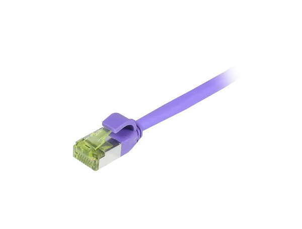 Patchkabel RJ45, CAT6A 500Mhz, 0.25m, lila, S/FTP, slimline rund d=4,5mm, TPE/LSZH(Superflex), AWG28, mit CAT7 Rohkabel, Synergy 21