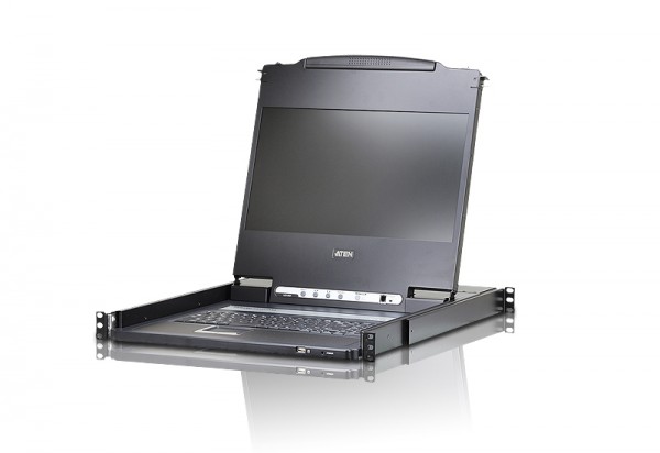 Aten TFT-Schublade,19&quot; 1HE,incl.TFT 17,3&quot;,Black, Deutsch, VGA/DVI/HDMI,