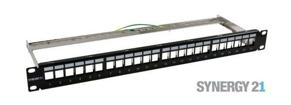 Patch Panel 24xTP,CAT6A, incl.Keystone groß, 19&quot;, 1HE(t152mm), Schwarz, Synergy 21,