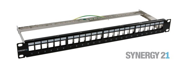 Patch Panel 24xTP,CAT6A, incl.Keystone Short , 19&quot;, 1HE(t152mm), Schwarz, Synergy 21,