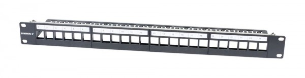 Patch Panel 24xTP,CAT6A, incl.Keystone 19&quot;, 1HE(t 94mm), Schwarz, Synergy 21,