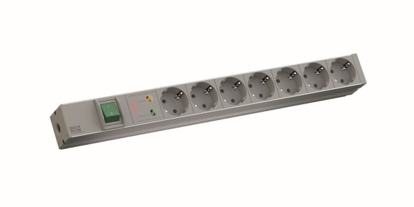 ALLNET 19"zbh. Steckdosenleiste, 7xDosen(CEE7)->Stecker(CEE7), ÜS/Schalter, Bachmann,