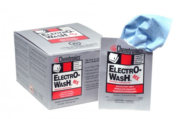 NetPeppers LWL Glasfaser, Reiningungstücher, Chemtronics Electro-Wash MX Reinigungstücher - 25 Stück (20,3 x 25,4 cm)