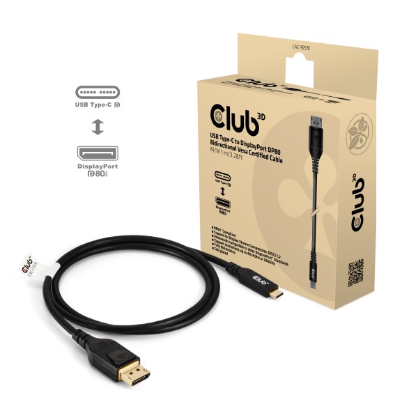 Kabel USB Typ C (St) =&gt; DisplayPort 2.1 (St) 1,0m *Club 3D*