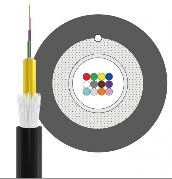 LWL-Kabel 12G, außen, 50/125u, OM4, Schwarz, Außendurchmesser ca. 5,8mm,