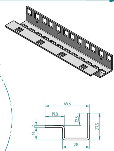 Triton 19 zbh. Profilschiene 32HE, Vertikal, Stückweise,