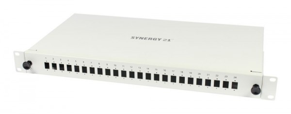 LWL-Patchpanel Spleisbox,19&quot;, 6xLSH(E2000APC)-Simplex-Buchsen, OS2, 9/125u Singlemode, incl.Pigtails, Lichtgrau, Synergy 21,