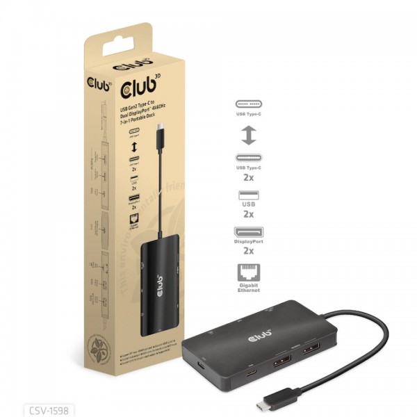 Club 3D Dockingstation - USB Typ C Dual DisplayPort *schwarz*