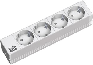 ALLNET 10"zbh. Steckdosenleiste, 4xDosen(CEE7)->1xStecker(CEE7), Bachmann,