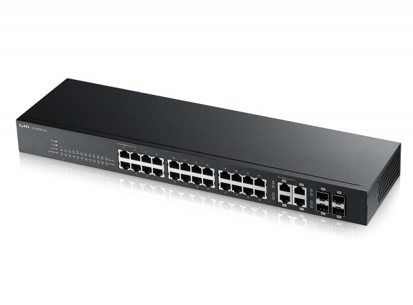 Zyxel Switch smart managed Layer2 28 Port • 24x 1 GbE • 4x 1 Gb Combo • 19" • Lüfterlos • NebulaFlex • GS1920-24V2