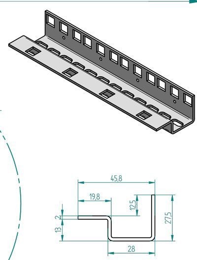 Triton 19 zbh. Profilschiene 47HE, Vertikal, Stückweise,