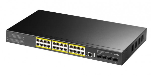 Cudy 24-Port Layer 3 Managed Gigabit PoE+ Switch with 4 10G SFP Slots, 400W, GS5024PS4-400W