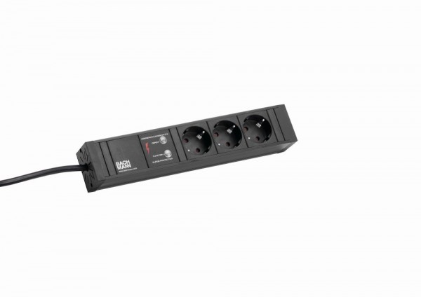 Bachmann Tischsteckdose, 3xDosen(CEE7)->Stecker(CEE7), 2m, schwarz, ÜSS, CONNECT LINE,