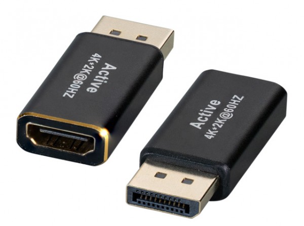 Kabel Video DisplayPort Adapter, DisplayPort --&gt;&gt; HDMI-A, St/Bu, schwarz, 4K 60HZ,