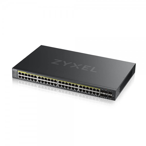 Zyxel Switch full managed Layer2+ 50 Port • 44x 1 GbE • PoE Budget 375 Watt • 48x PoE at • 4x 1Gb Combo • 2x SFP • 19&quot; • NebulaFlex Pro • GS2220-50HP