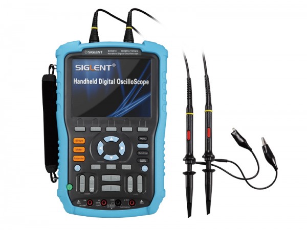 Siglent SHS810X Handheld Oszilloskop / Das Handheld Oszilloskop SHS810X hat zwei Kanäle und bietet eine Bandbreite von bis zu 100 MHz, sowie eine Speichertiefe von 12 Mpts.