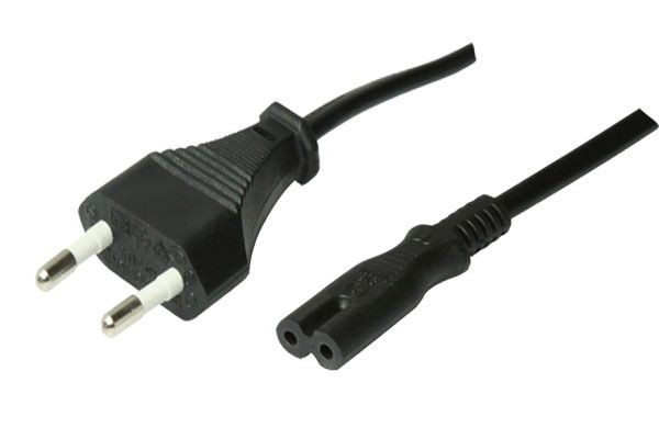 Netzkabel 230V Euro-Stecker/Euro8(C7)-Buchse, 2,0m, Black,