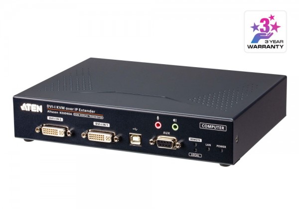 Aten KVM-Extender, over IP, Dual-Display KVM(nur Transmitter), DVI-I