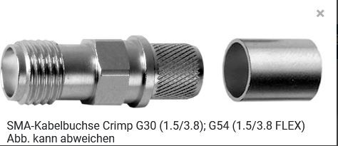 Telegärtner Koax, SMA, Buchse, Crimp, Außengewinde,