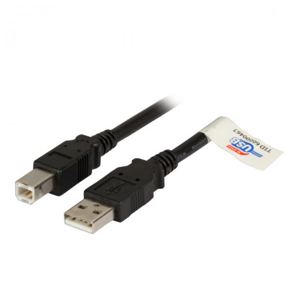 Kabel USB, A(St) =&gt; B(St), 0.5m, USB2.0, Premium, Schwarz,