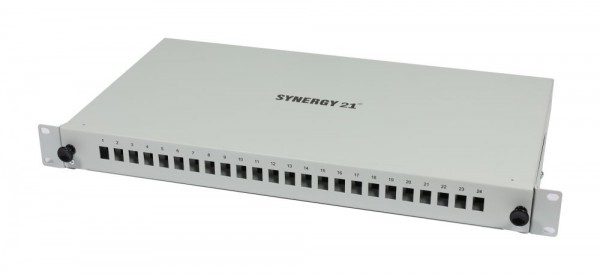 LWL-Patchpanel 18xLC-Duplex-Buchsen, 19&quot;, OM5, 50/125u Multimode, Lichtgrau, Synergy 21,