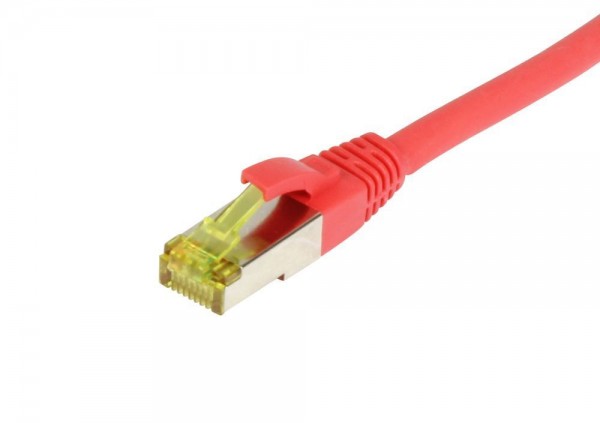 Patchkabel RJ45, CAT6A 500Mhz, 3m, rot, S-STP(S/FTP), TPE/LSZH(Ultraflex), AWG26, mit CAT7 Rohkabel, Synergy 21