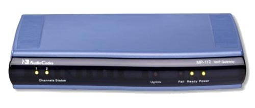 Audiocodes MediaPack 112 analog VoIP gateway with 2 FXS ports, includes a signed certificate.
